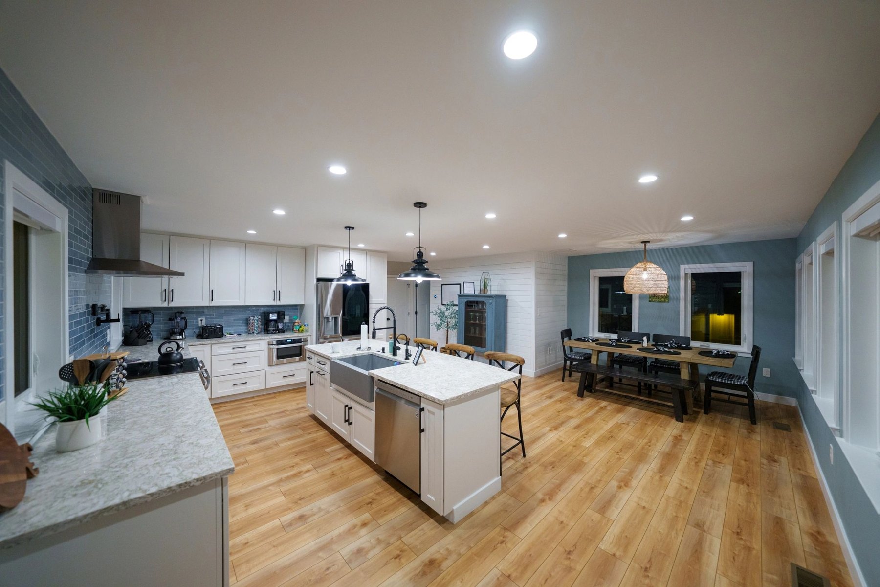 Bright kitchen and dining interior