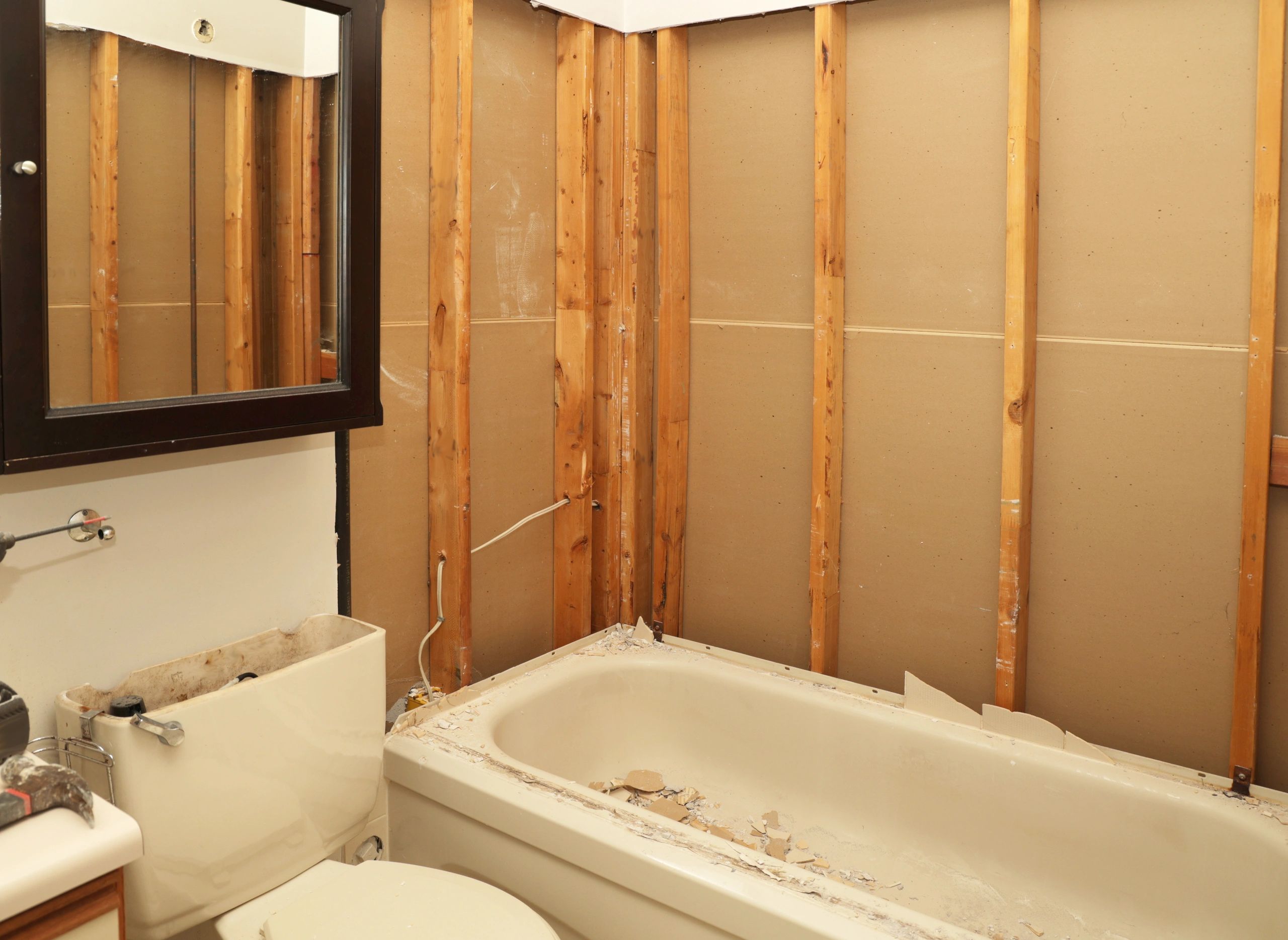 Bathroom work in progress example at a different property
